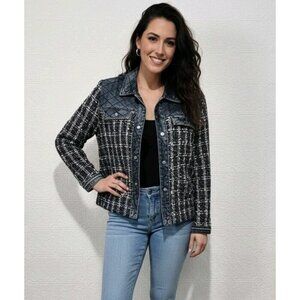 FDJ Mixed Media Tweed Denim Jacket